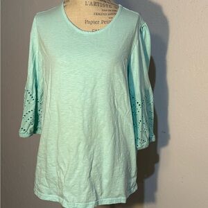 Blair Light Green Blouse with Eyelet Sleeves